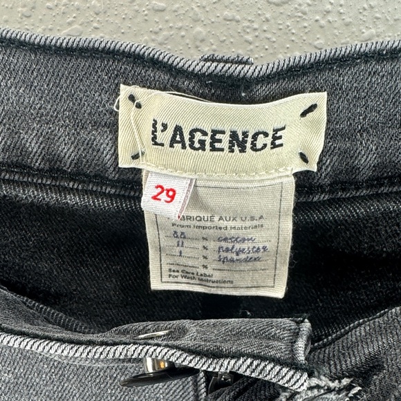 L'AGENCE Audrey Mid-Rise Charcoal Denim Frayed Raw Hem Shorts Vintage Black - 29 - Picture 8 of 13